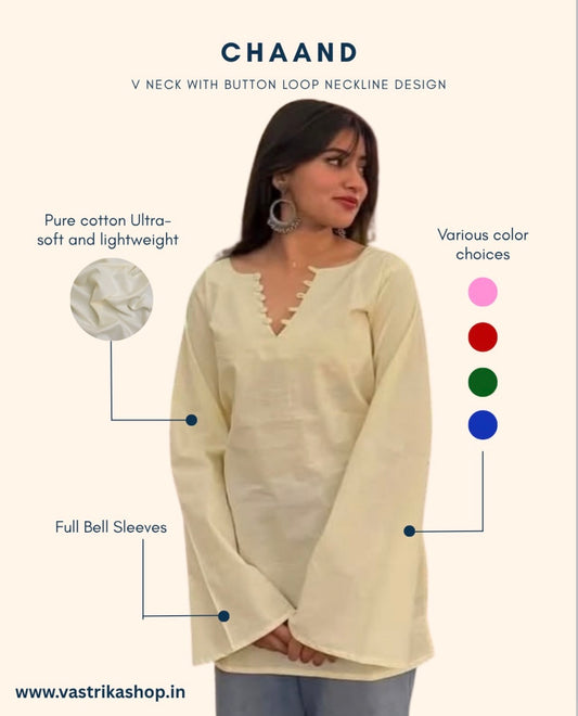 Chaand Short Kurti – Ivory Cream