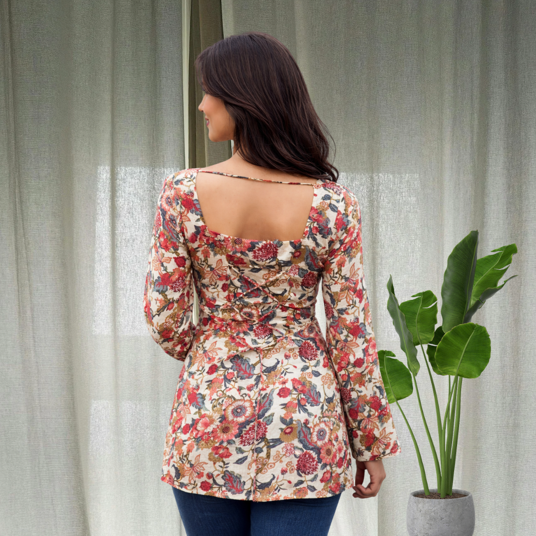 Garden Back Corset Short Kurti
