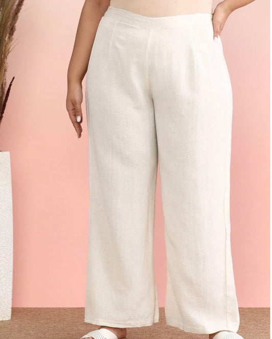 Off-White Cotton Wide-Leg Trouser