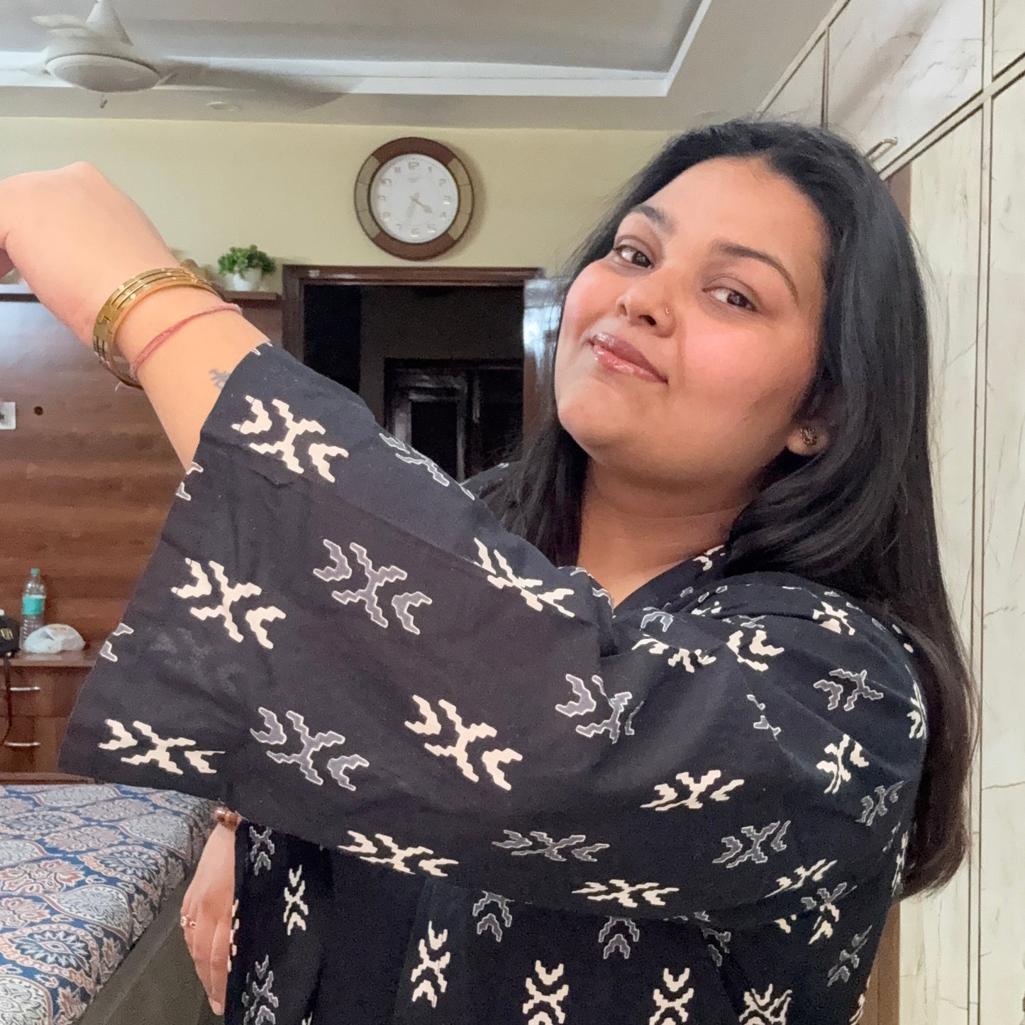 Black Ikkat Cotton Shrug