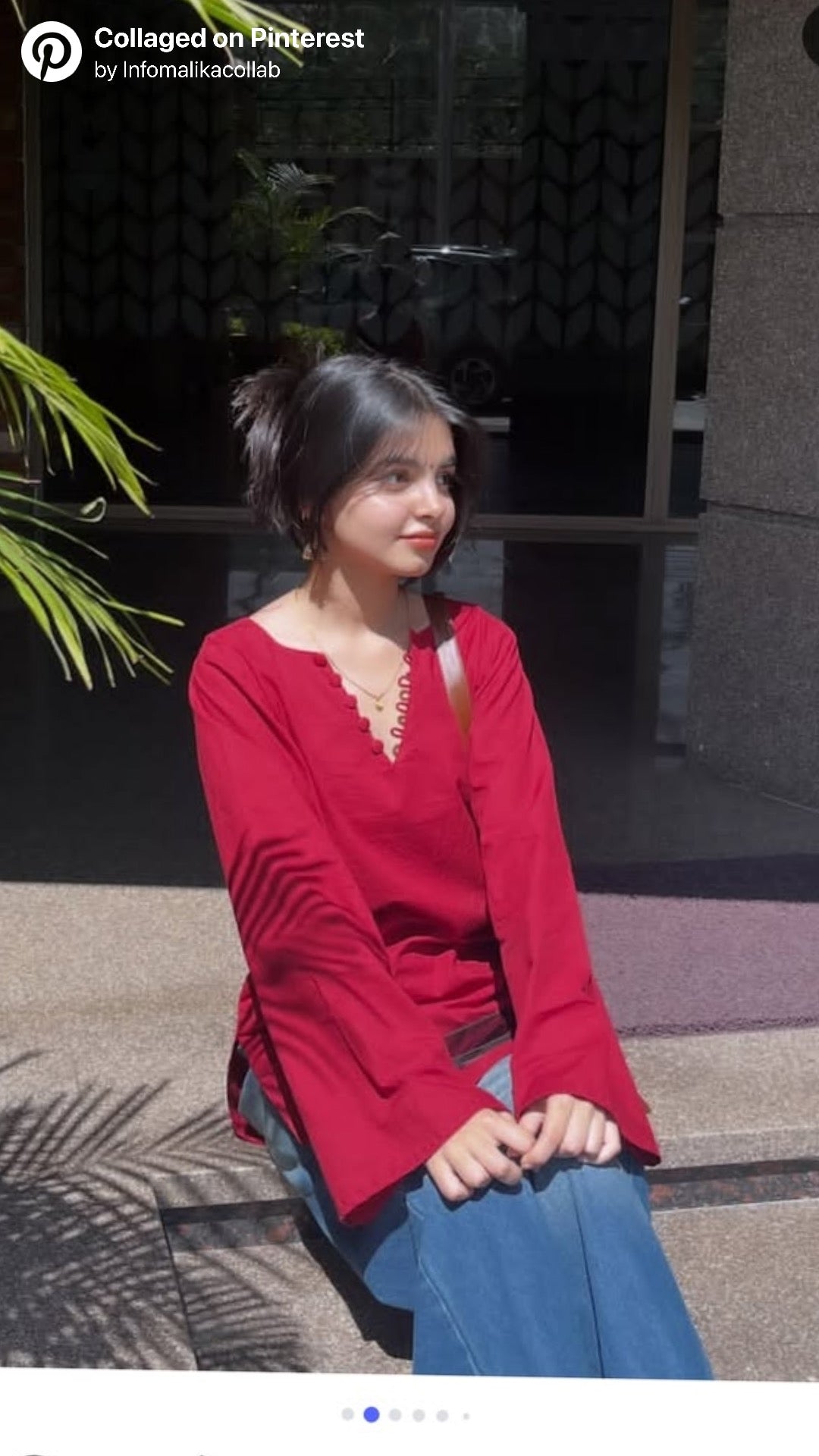 Chaand Short Kurti – Crimson Red
