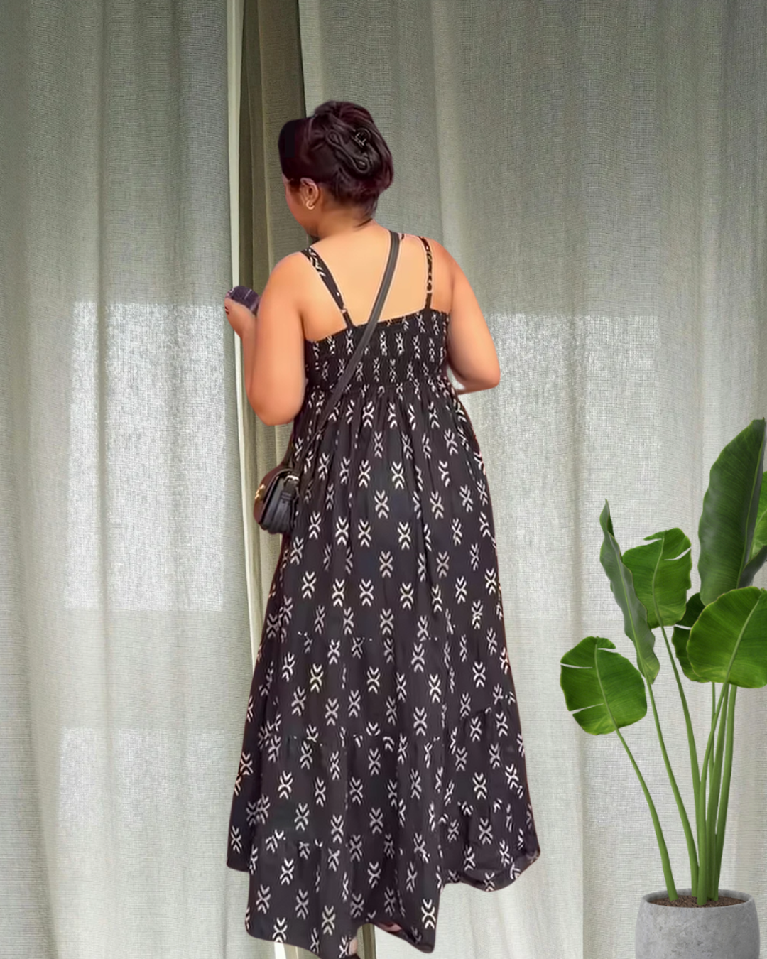 Black ikkat maxi dress