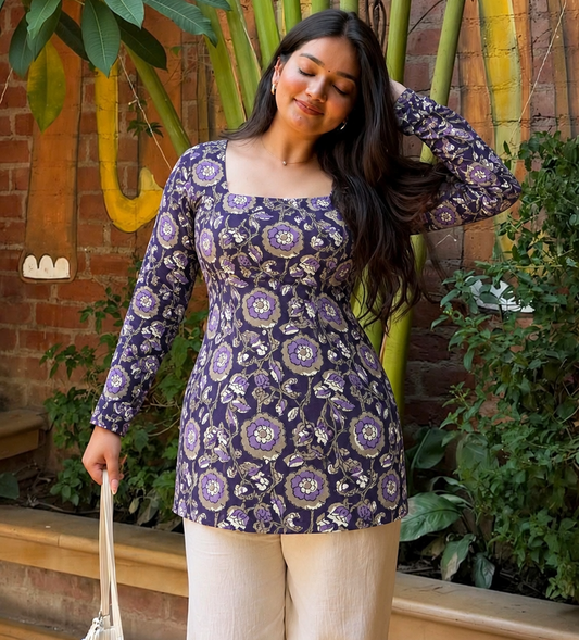 Purple garden short Kurti