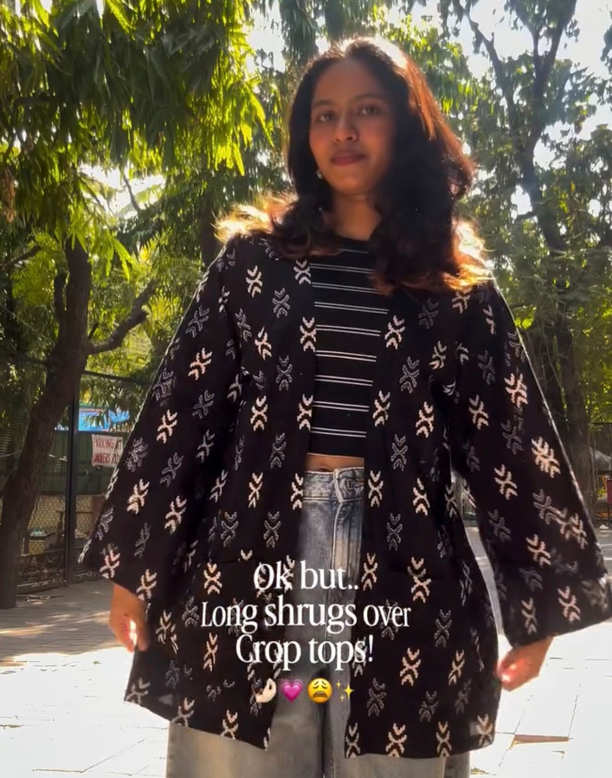 Black Ikkat Cotton Shrug