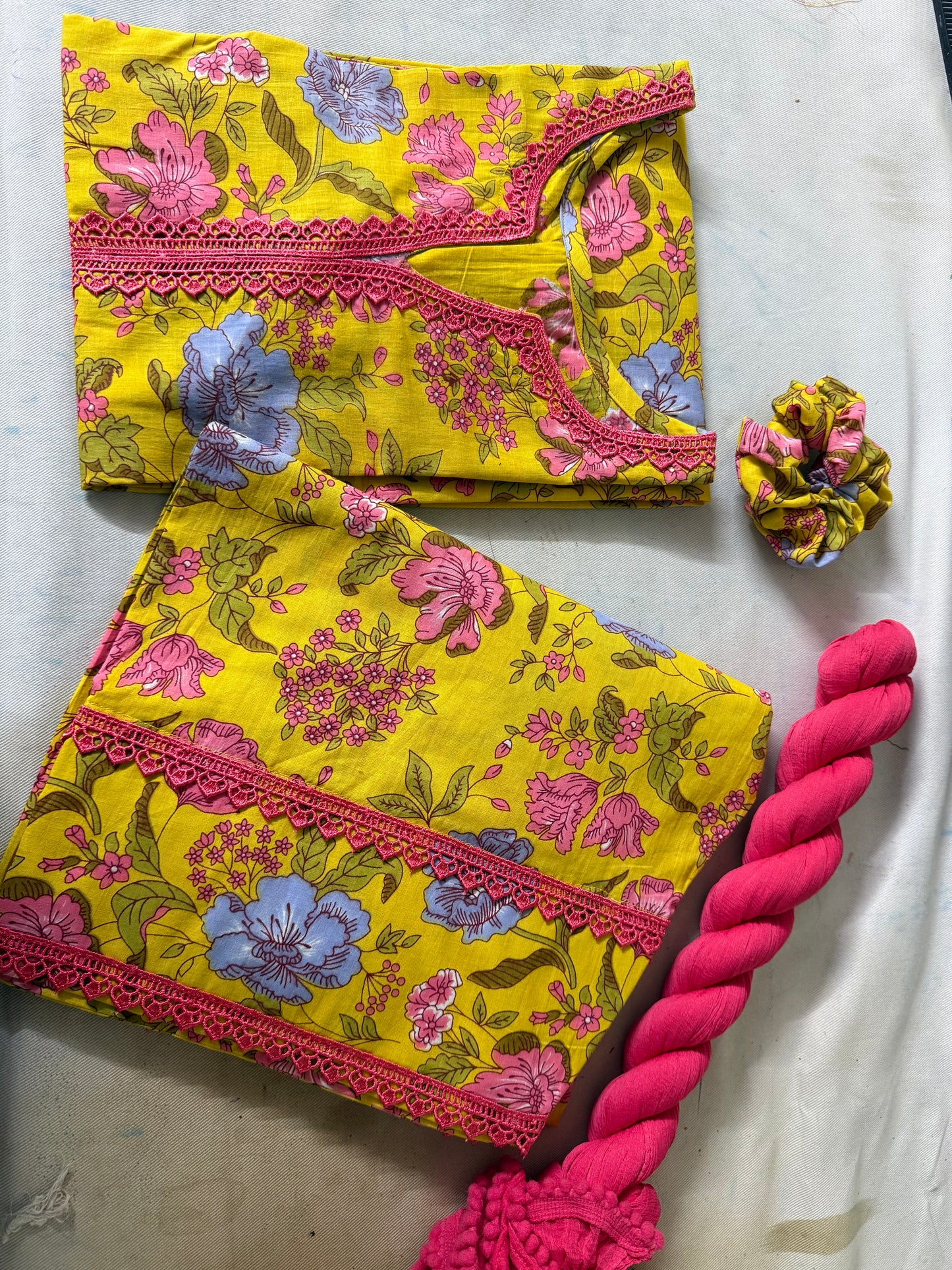 Sunshine Yellow Pure Farshi Set with Dupatta