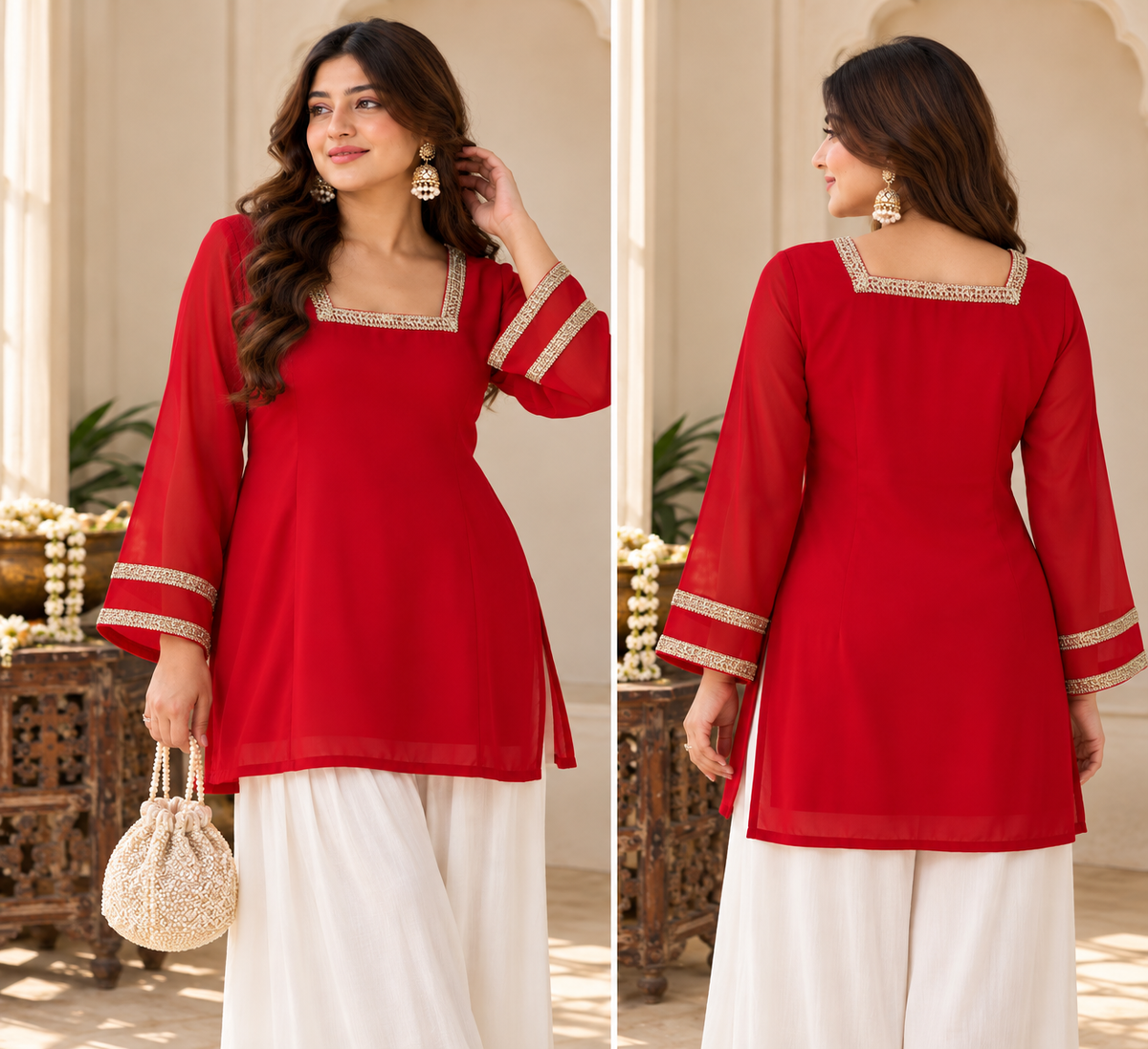 Pari Red Festive Short Kurti