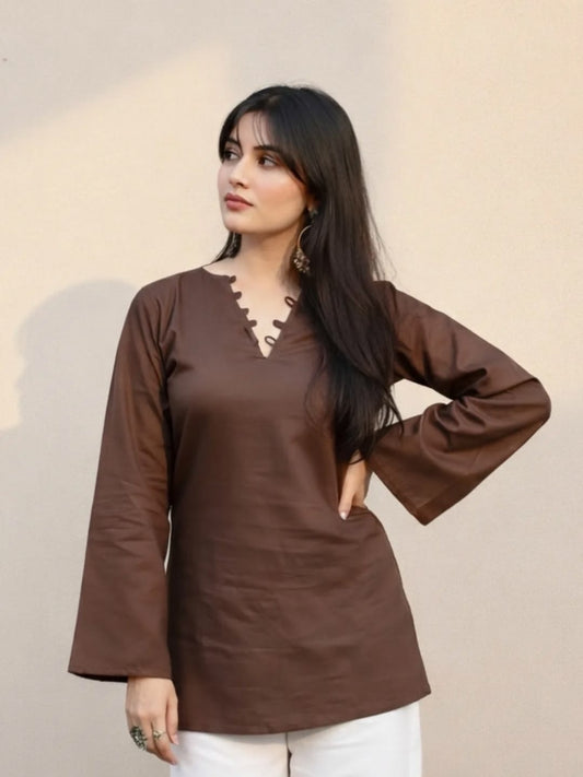 Chaand Short Kurti – Cocoa Brown