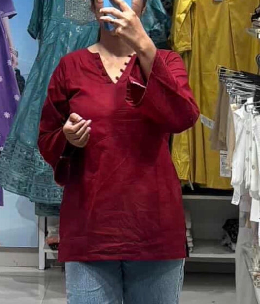 Chaand Short Kurti – Crimson Red