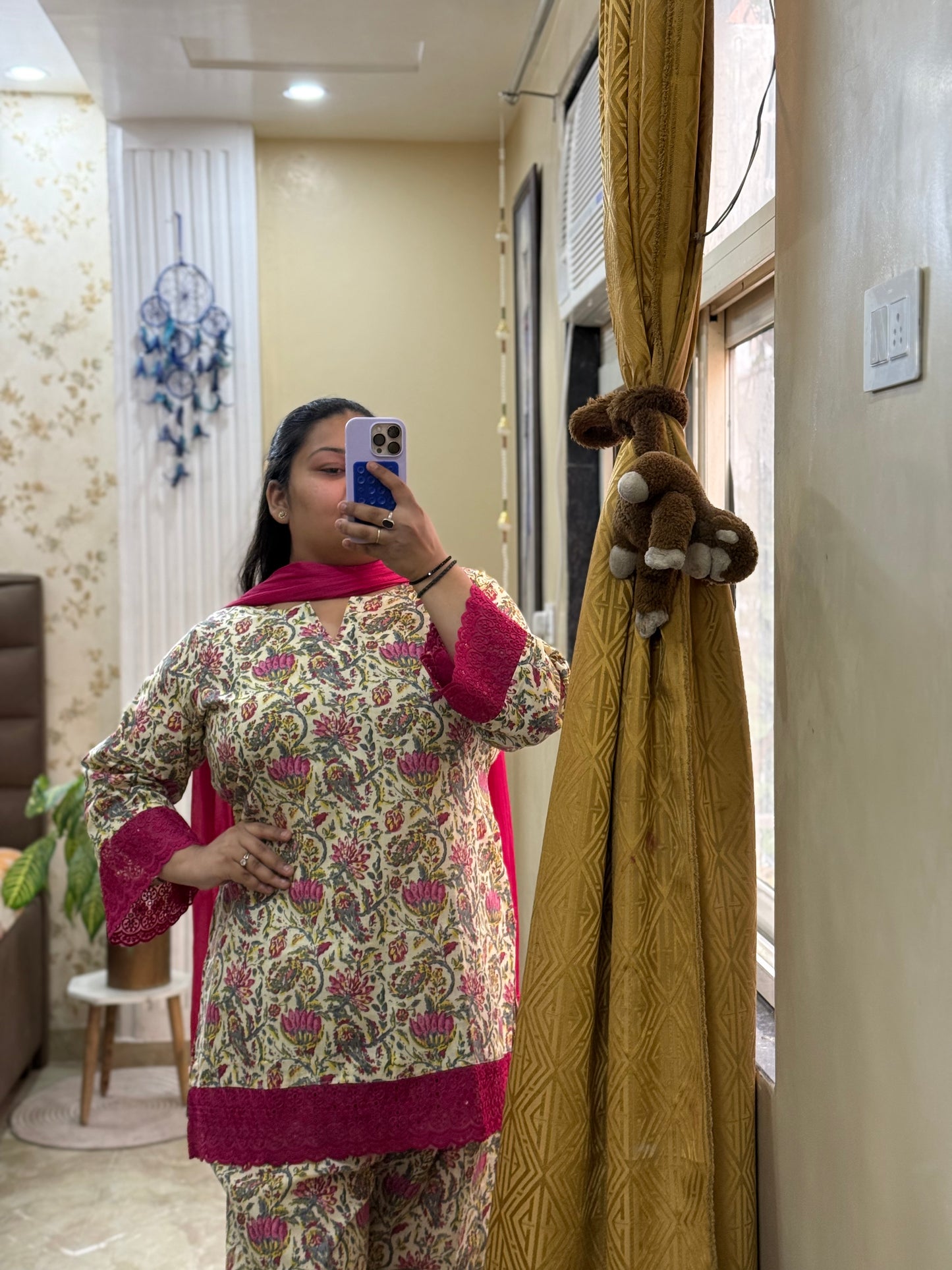 Multicolour Pure Cotton Farshi Set with Dupatta