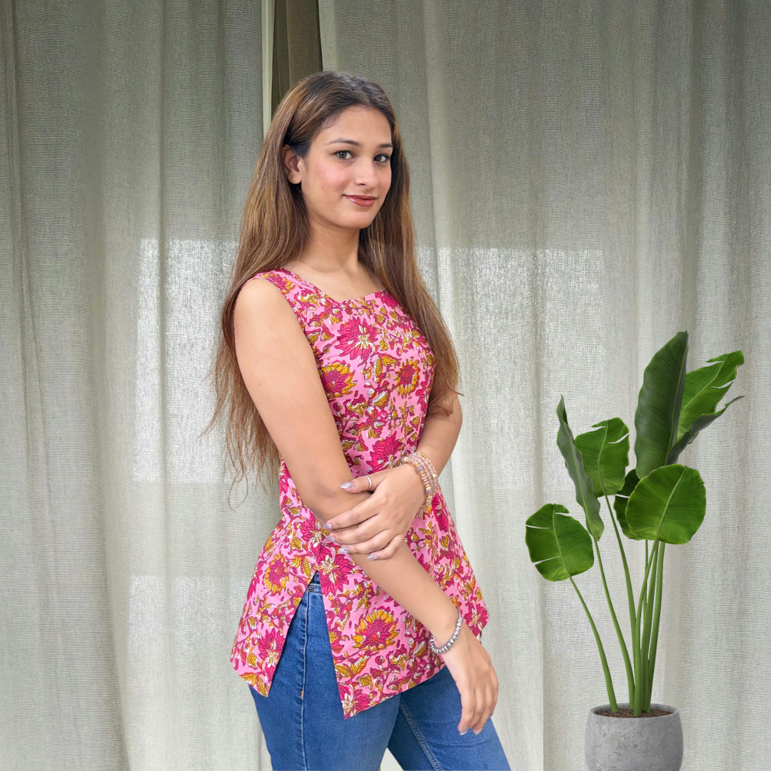 Blush Bloom Back Dori Cotton Top