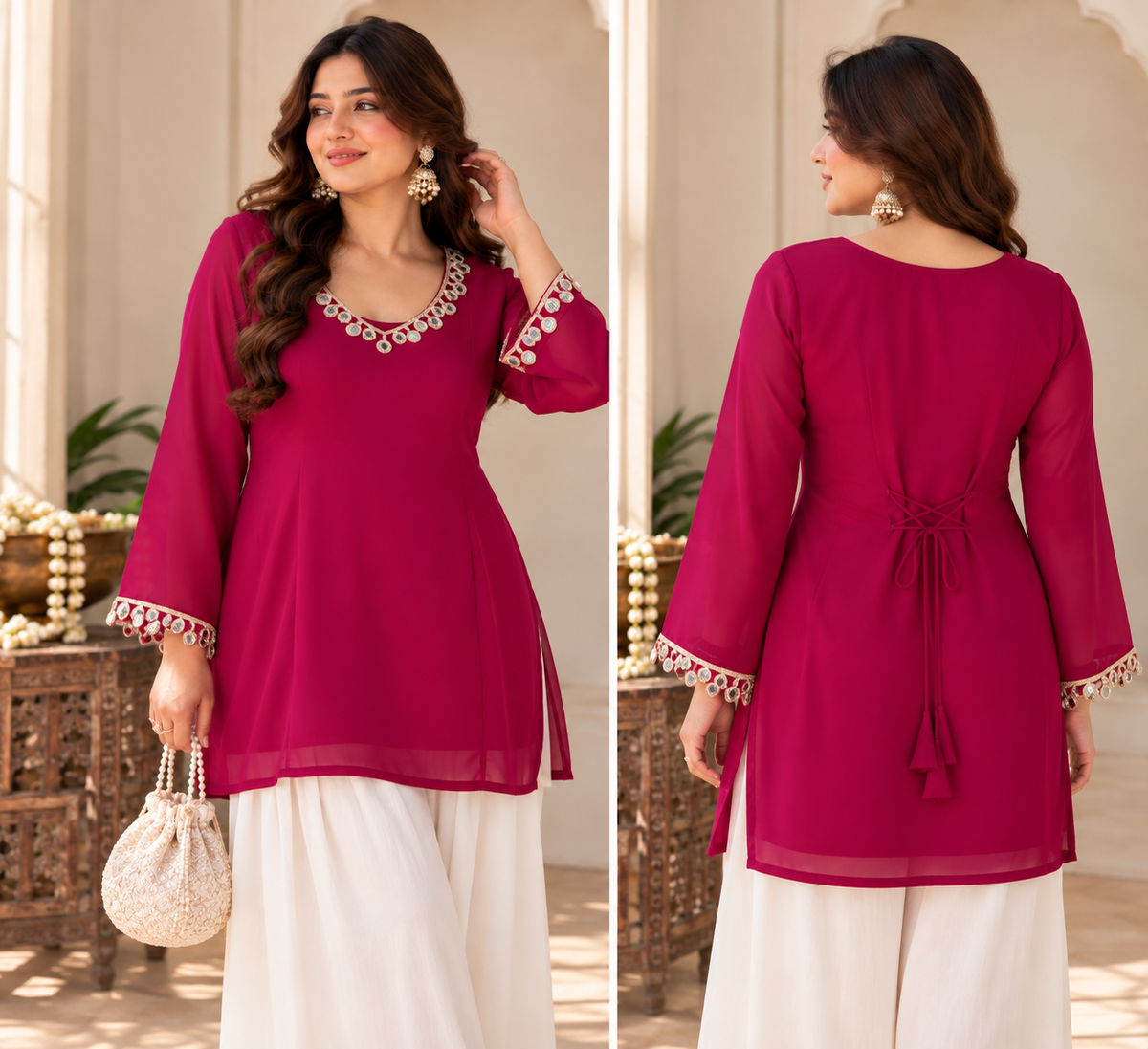 Berry Pink Festive Short Kurti