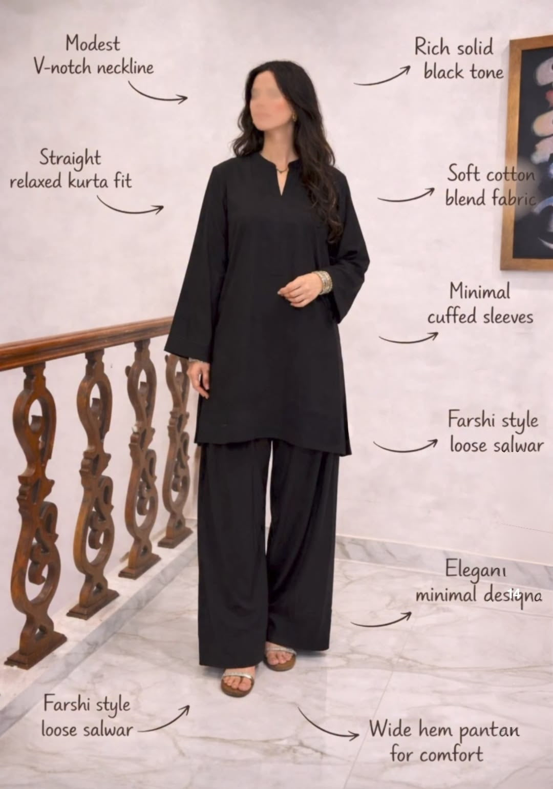 Black Farshi Suit Set