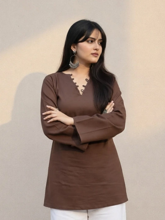 Chaand Short Kurti – Cocoa Brown
