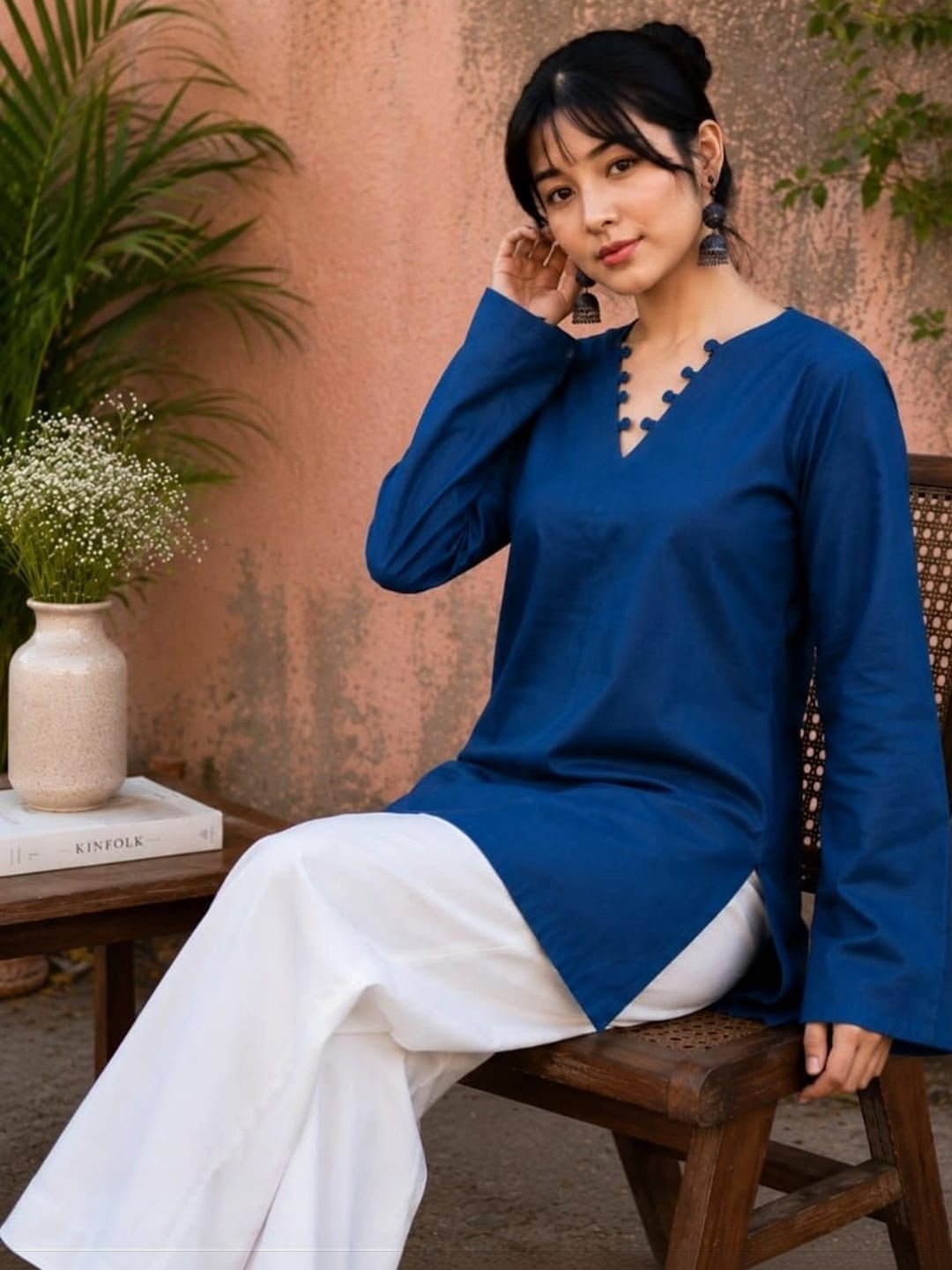 Chaand Short Kurti – Navy Blue