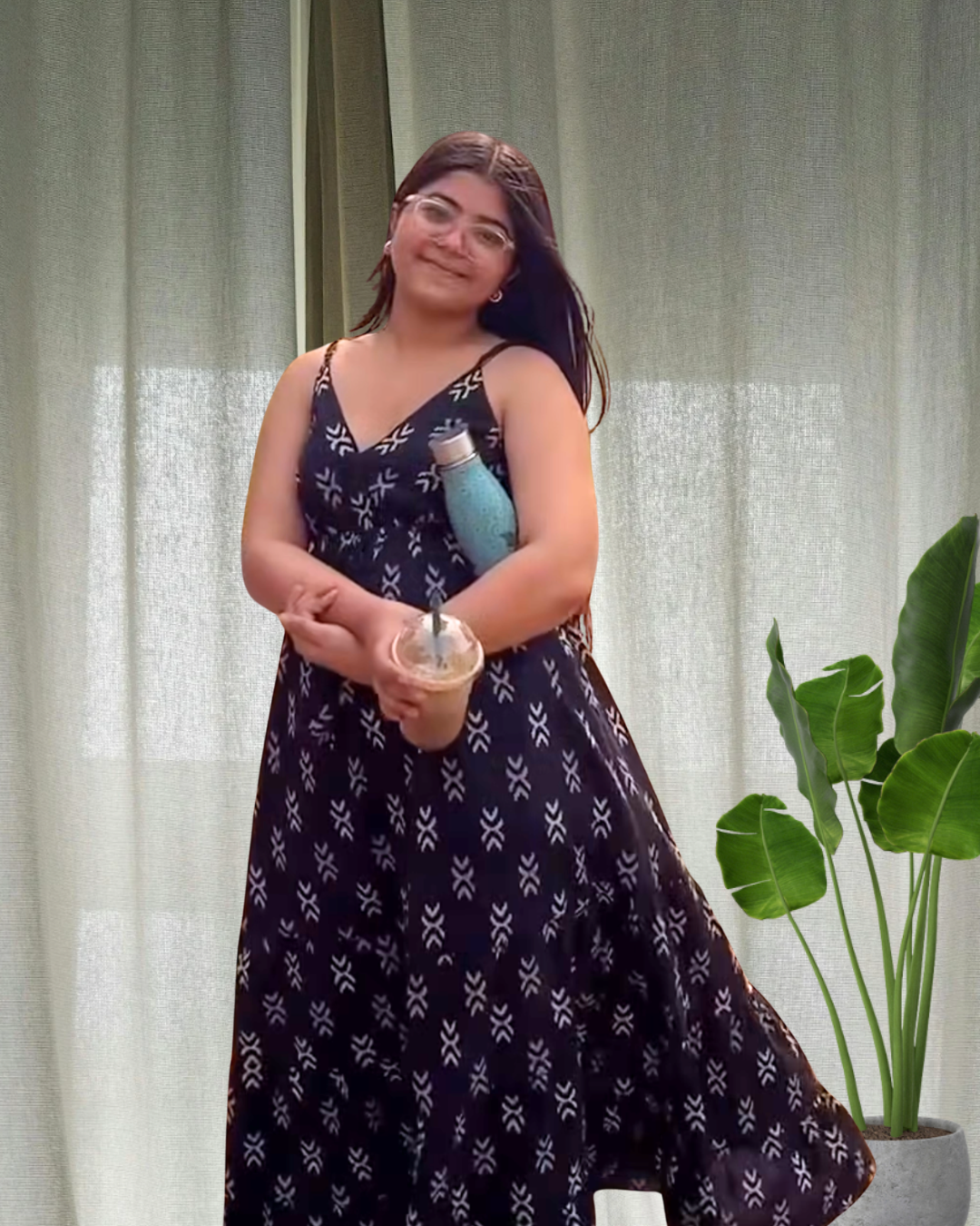 Black ikkat maxi dress