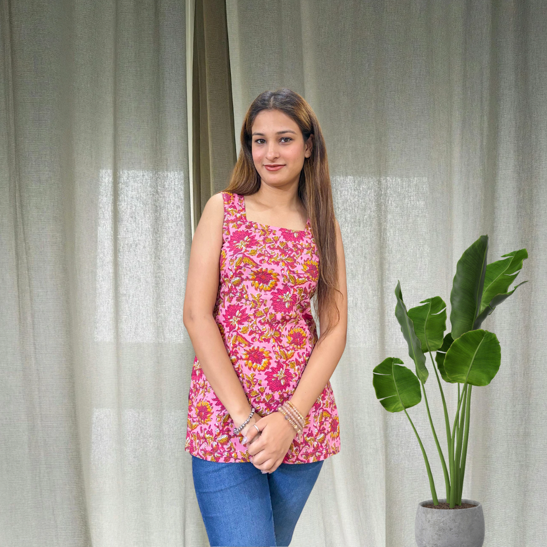 Blush Bloom Back Dori Cotton Top
