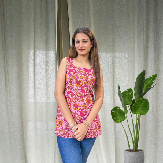 Blush Bloom Back Dori Cotton Top
