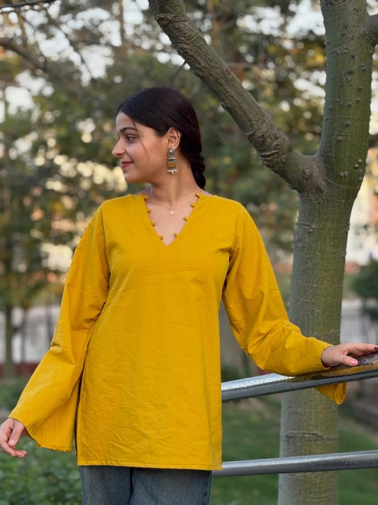 Chaand Short Kurti – Mustard Yellow