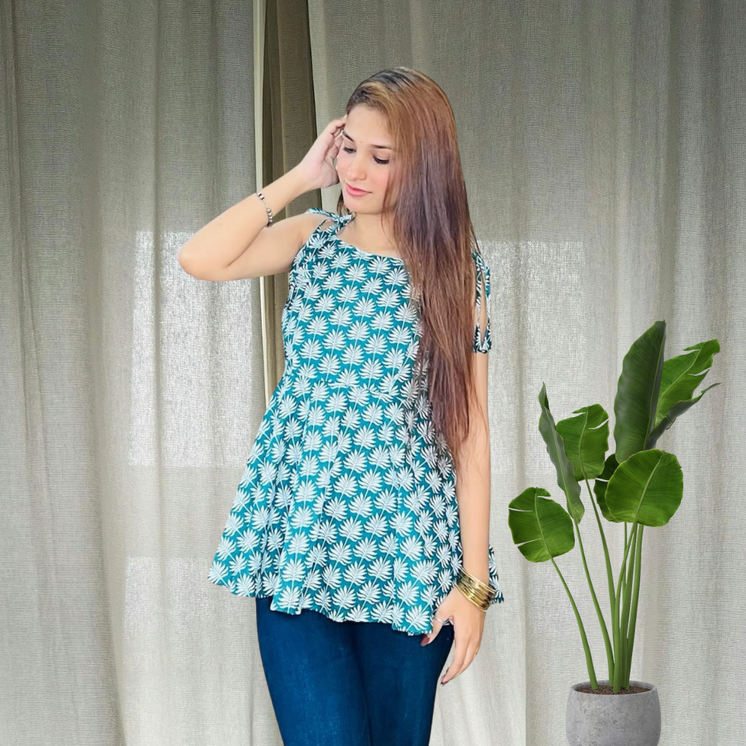Green Adjustable peplum kurti