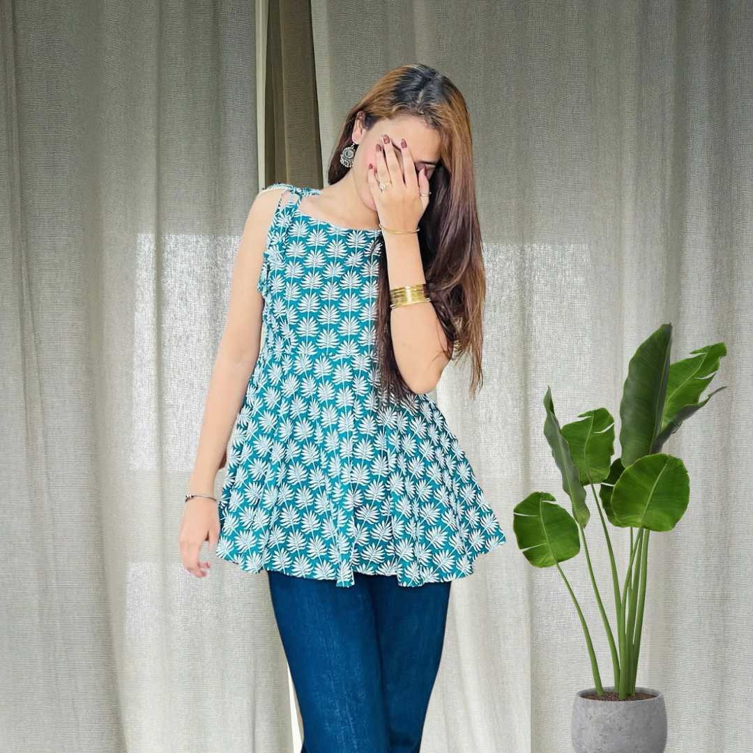 Green Adjustable peplum kurti