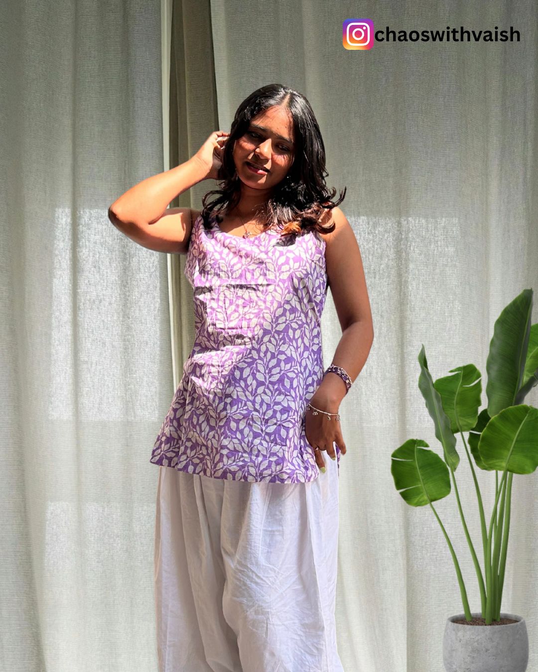 Lavender Sleeveless Short Kurti